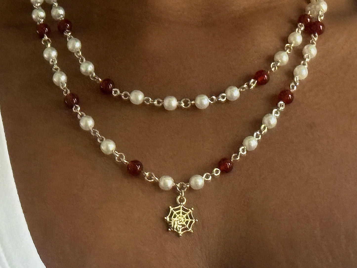 Silver Spider Web Necklace