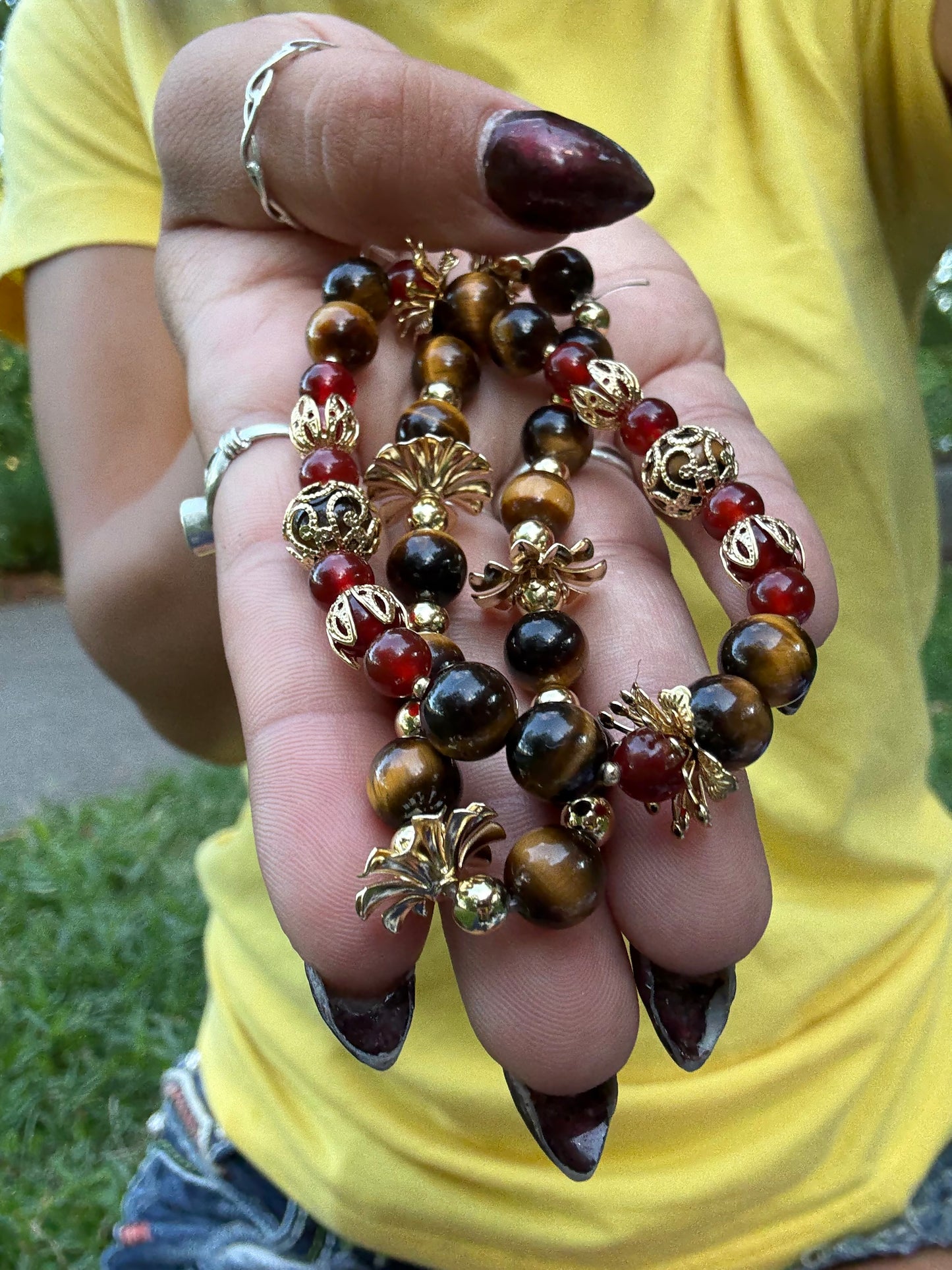 Carnelian and Tigers Eye Bracelet Set
