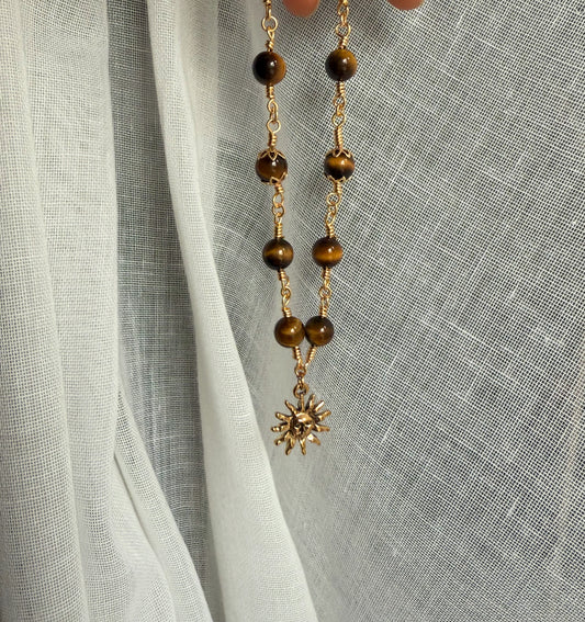 Gold Carnelian Sun Necklace