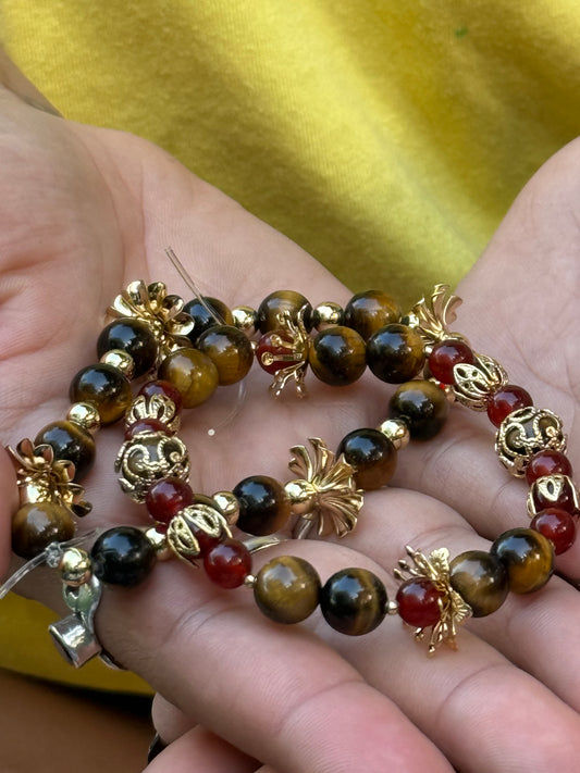 Carnelian and Tigers Eye Bracelet Set